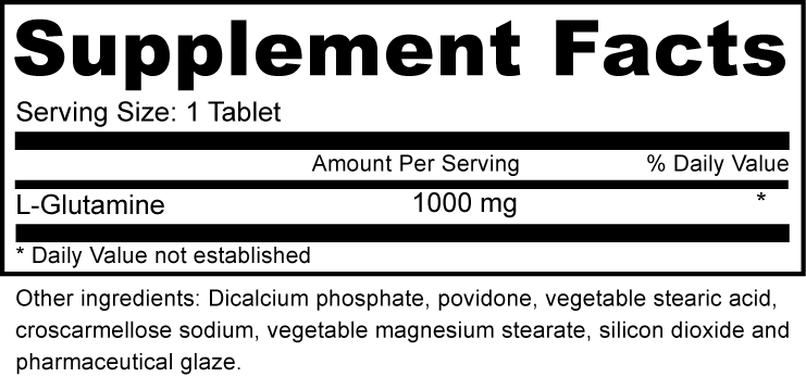 L-GLUTAMINE 1000 MG Supplement Fact 